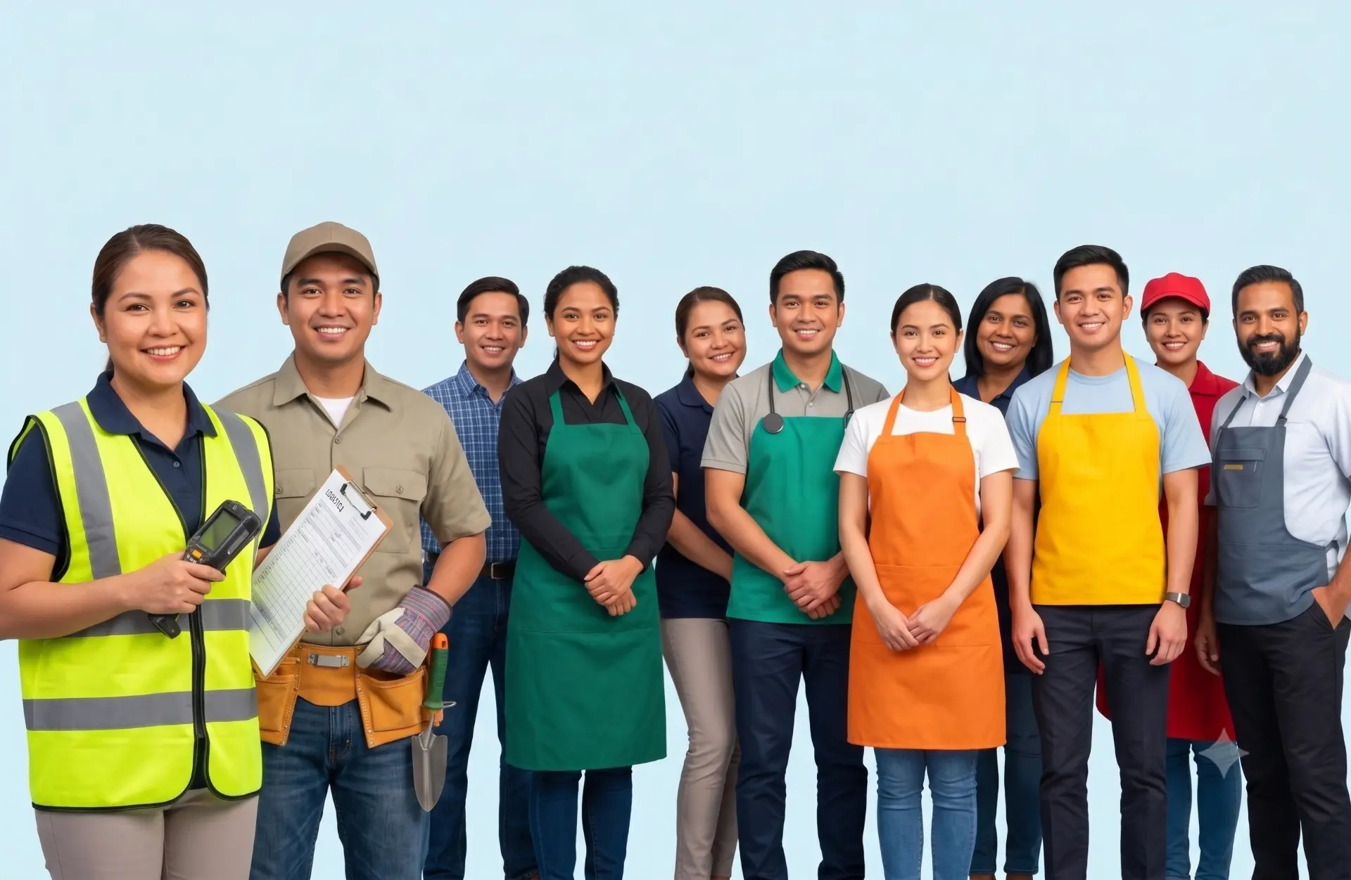 Ομάδα Φιλιππινέζων επαγγελματιών σε διαφορετικούς κλάδους εργασίας